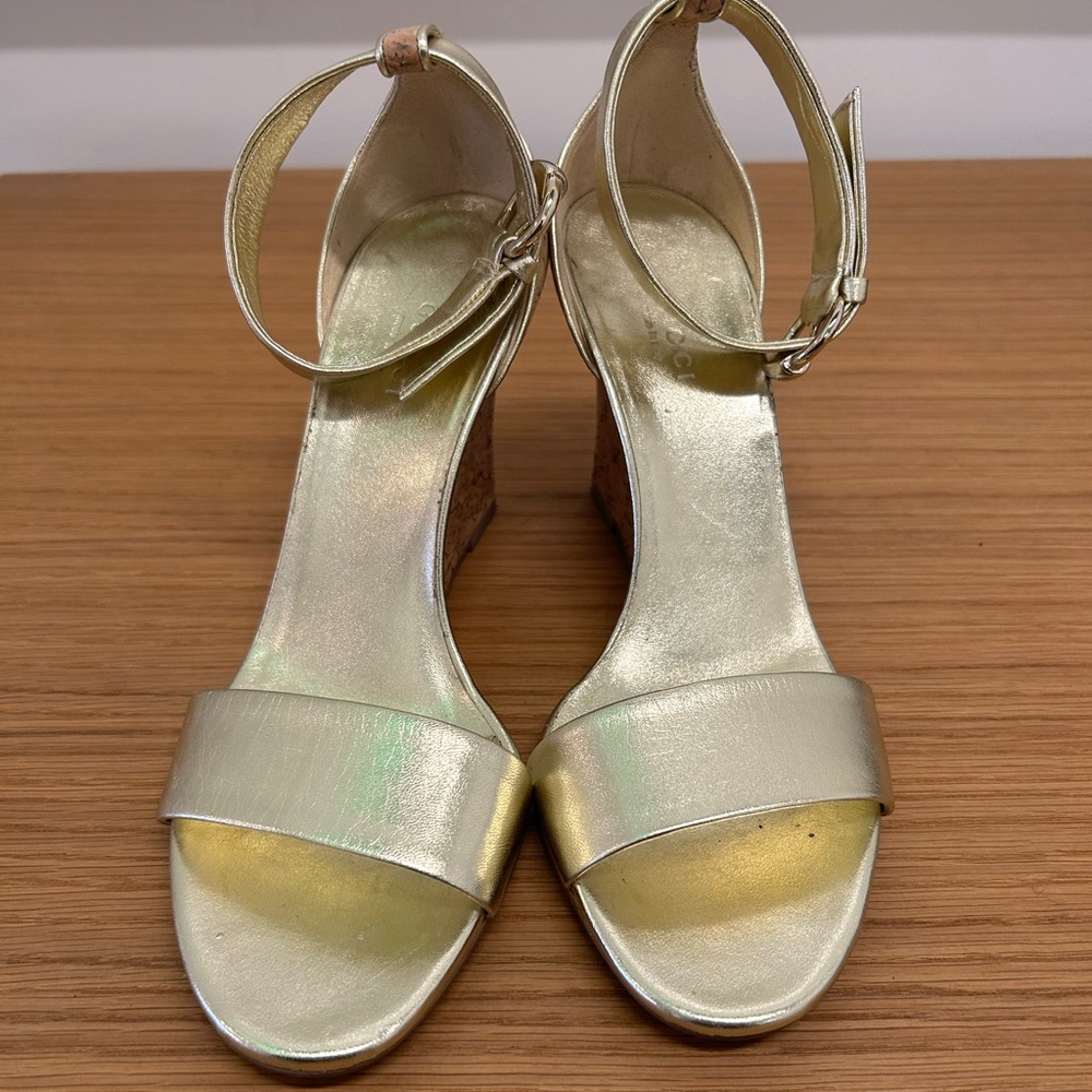 Gucci Gold Cork Wedge
